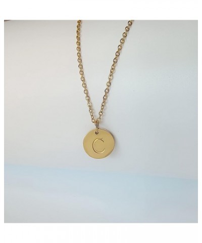 Gold Initial Letter Necklaces,Women Dainty Coin Disc Stainless Steel Alphabet Choker Pendant Necklace,Delicate Gold Tiny Mini...