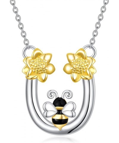 Bee Necklace Sterling Silver Bee Sunflower Pendant Necklace Bee Jewelry Gifts for Women Girls Style-1 $13.99 Necklaces