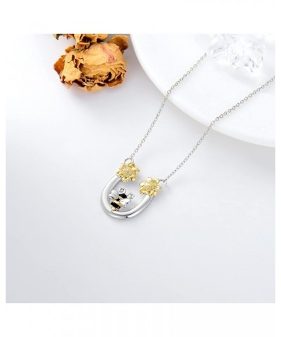 Bee Necklace Sterling Silver Bee Sunflower Pendant Necklace Bee Jewelry Gifts for Women Girls Style-1 $13.99 Necklaces