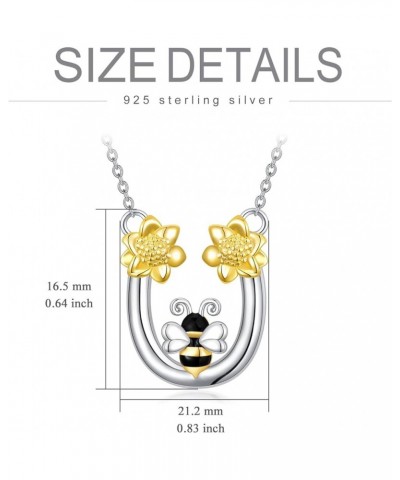 Bee Necklace Sterling Silver Bee Sunflower Pendant Necklace Bee Jewelry Gifts for Women Girls Style-1 $13.99 Necklaces