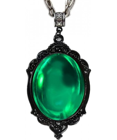 Decorative Black Pendant with Glass Stone Gothic Halloween Steampunk Jewelry Necklace Green $9.50 Necklaces