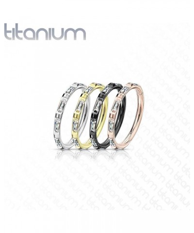 Dynamique Implant Grade Titanium Hinged Segment Hoop Ring With Rectangular "Baguette" CZ Outer Side (Sold Per Piece) L: 10mm ...