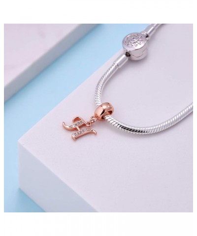 Letter Charms Rose Gold 925 Sterling Silver Alphabet Initial Crystal Dangle Beads fit Pandora Bracelets Mothers Christmas Day...