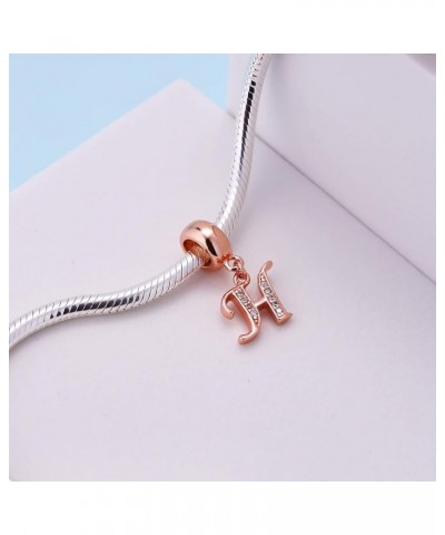 Letter Charms Rose Gold 925 Sterling Silver Alphabet Initial Crystal Dangle Beads fit Pandora Bracelets Mothers Christmas Day...