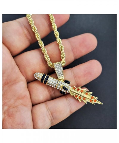 Gold Silver Plated Simulated Diamond Iced Astronaut & Spaceship Rocket Pendant w/ 4mm 24" Rope Chain Necklace Gift Set $10.82...