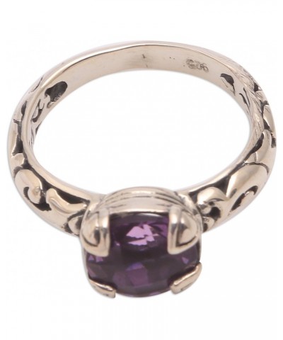 Artisan Handmade .925 Sterling Silver Amethyst Singlestone Ring Crafted Bali Indonesia Gemstone 'Temple Heirloom' $18.49 Rings