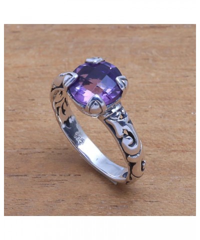 Artisan Handmade .925 Sterling Silver Amethyst Singlestone Ring Crafted Bali Indonesia Gemstone 'Temple Heirloom' $18.49 Rings