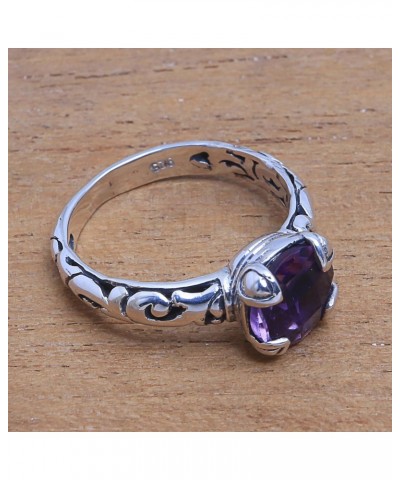 Artisan Handmade .925 Sterling Silver Amethyst Singlestone Ring Crafted Bali Indonesia Gemstone 'Temple Heirloom' $18.49 Rings