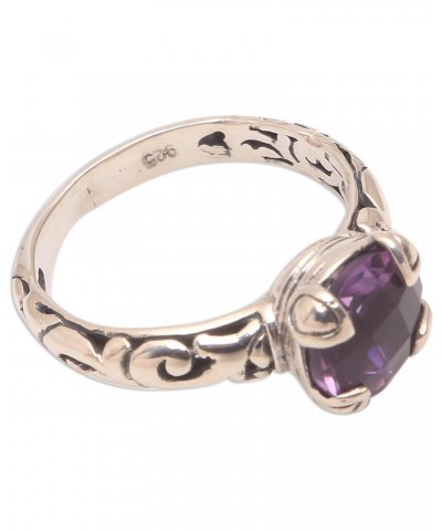 Artisan Handmade .925 Sterling Silver Amethyst Singlestone Ring Crafted Bali Indonesia Gemstone 'Temple Heirloom' $18.49 Rings