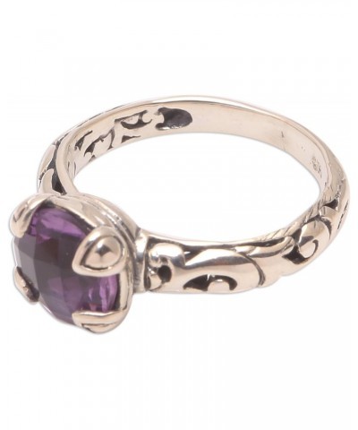 Artisan Handmade .925 Sterling Silver Amethyst Singlestone Ring Crafted Bali Indonesia Gemstone 'Temple Heirloom' $18.49 Rings