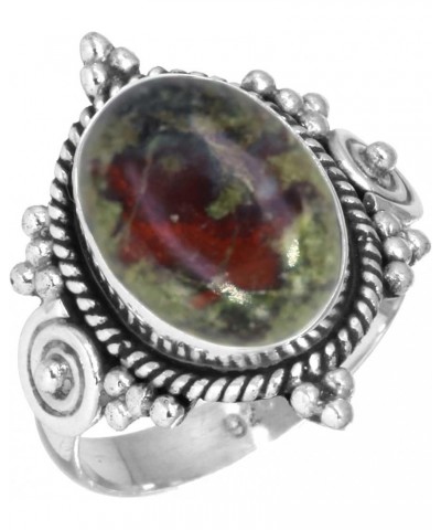 925 Sterling Silver Statement Ring for Women 10x14 Oval Gemstone Handmade Jewelry for Gift (99016_R) Dragon Blood Jasper $14....