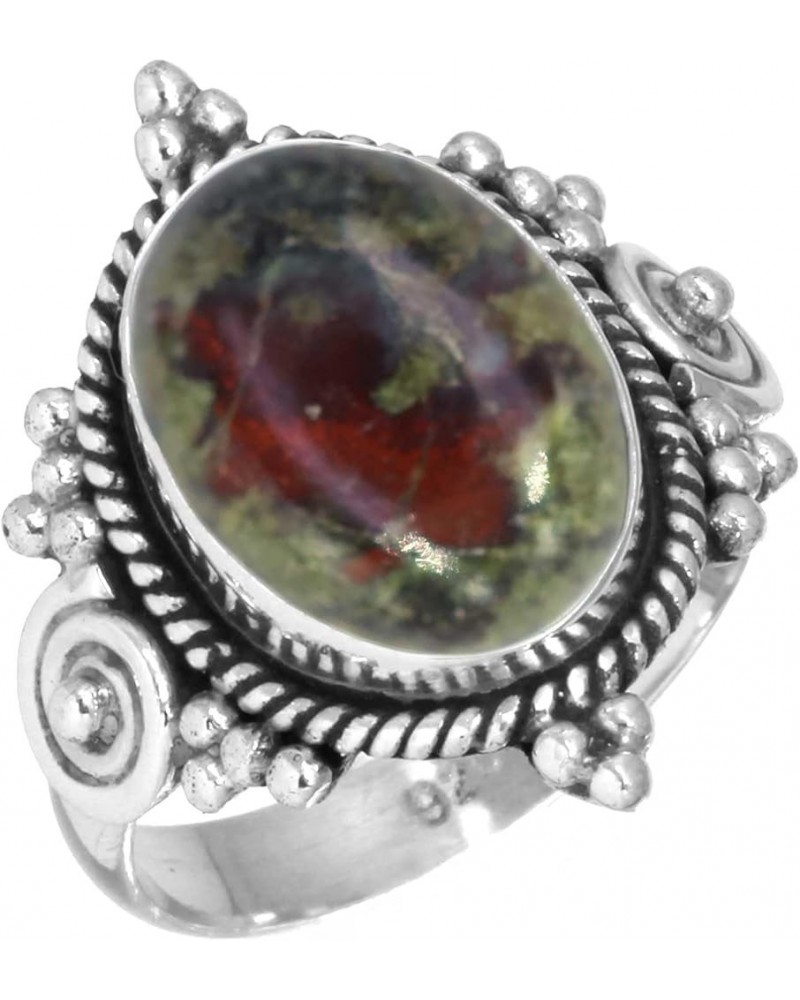 925 Sterling Silver Statement Ring for Women 10x14 Oval Gemstone Handmade Jewelry for Gift (99016_R) Dragon Blood Jasper $14....