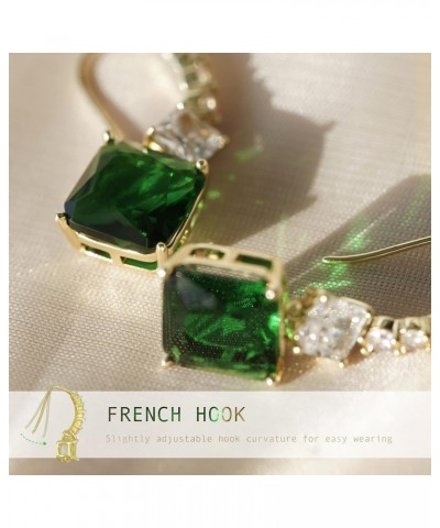 Square Simulated Green Emerald Drop Earrings Cubic Zirconia Dangle Earrings Gifts for Women & Girls $9.20 Earrings