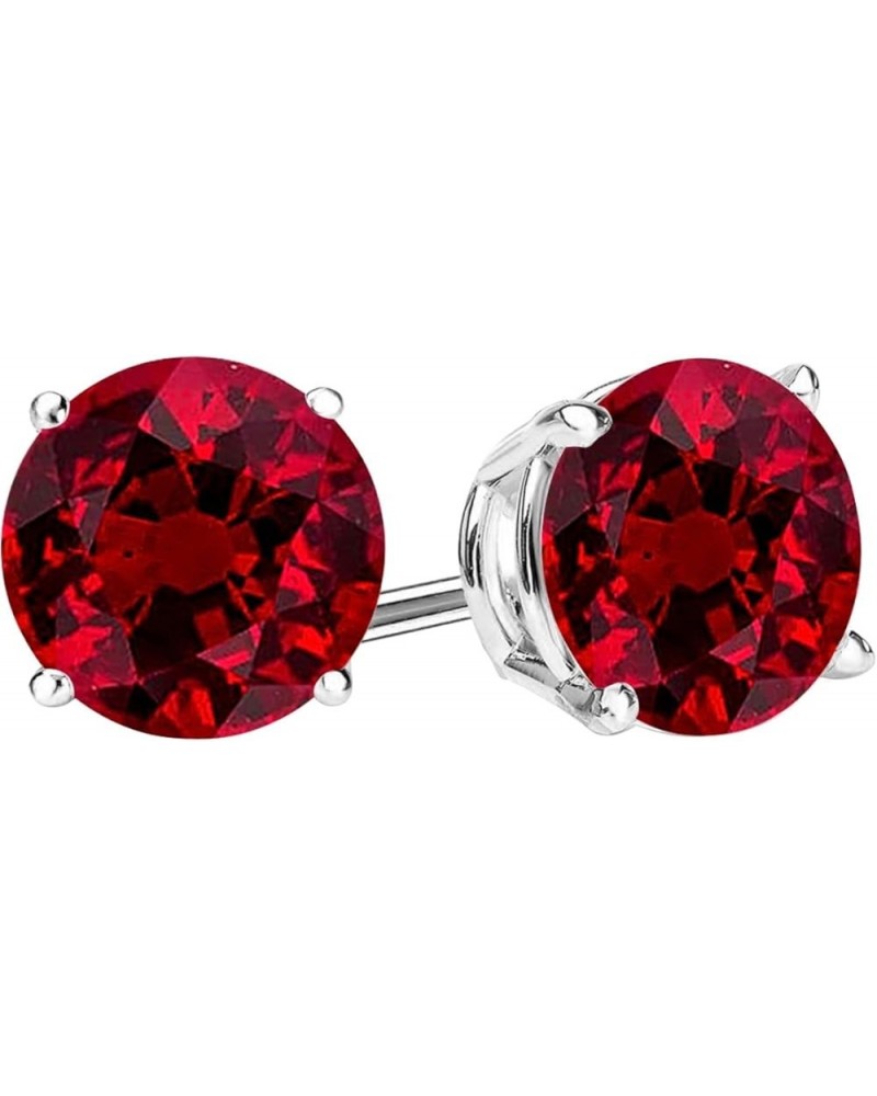 1/2-10 Carat Total Weight Natural Ruby Stud Earrings 4 Prong Push Back 0.75 Carat Platinum $1.00 Earrings