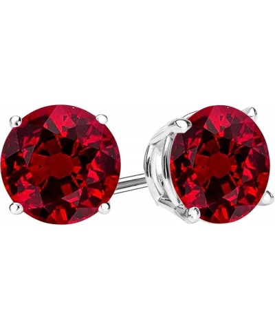 1/2-10 Carat Total Weight Natural Ruby Stud Earrings 4 Prong Push Back 0.75 Carat Platinum $1.00 Earrings