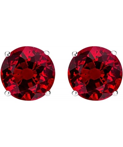 1/2-10 Carat Total Weight Natural Ruby Stud Earrings 4 Prong Push Back 0.75 Carat Platinum $1.00 Earrings