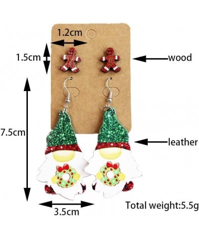 Christmas Wooden Earrings Cute Xmas Santa Claus Hippo Cow Hat Animals Drop Dangle Earrings for Women Girls Lightweight Snowma...