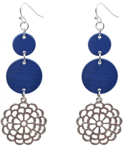 Jules D.Dangle Earrings for Women Shell Beads Drop Earring Filigree Carved Petal Long Teardrop Earrings for Girls Blue $10.43...