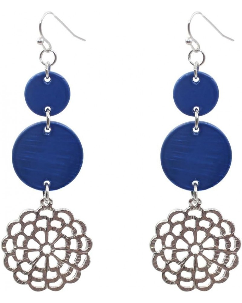 Jules D.Dangle Earrings for Women Shell Beads Drop Earring Filigree Carved Petal Long Teardrop Earrings for Girls Blue $10.43...