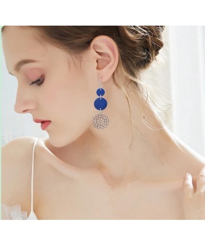 Jules D.Dangle Earrings for Women Shell Beads Drop Earring Filigree Carved Petal Long Teardrop Earrings for Girls Blue $10.43...