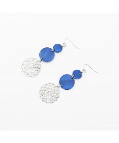 Jules D.Dangle Earrings for Women Shell Beads Drop Earring Filigree Carved Petal Long Teardrop Earrings for Girls Blue $10.43...