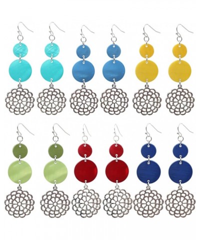 Jules D.Dangle Earrings for Women Shell Beads Drop Earring Filigree Carved Petal Long Teardrop Earrings for Girls Blue $10.43...