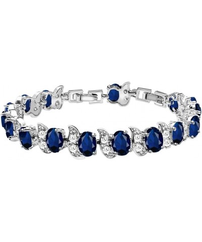 Fashion Tennis Bracelet Created Emerald White Gold Plated Charm Bracelet Gifts Jewelry for Women Blue $10.99 Bracelets