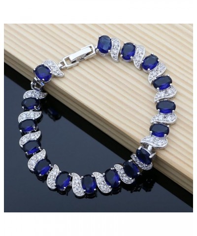 Fashion Tennis Bracelet Created Emerald White Gold Plated Charm Bracelet Gifts Jewelry for Women Blue $10.99 Bracelets