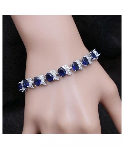 Fashion Tennis Bracelet Created Emerald White Gold Plated Charm Bracelet Gifts Jewelry for Women Blue $10.99 Bracelets