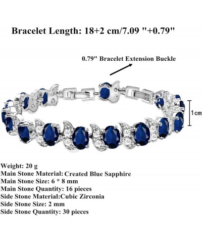 Fashion Tennis Bracelet Created Emerald White Gold Plated Charm Bracelet Gifts Jewelry for Women Blue $10.99 Bracelets