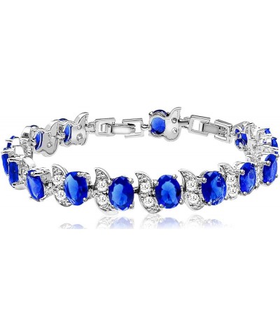 Fashion Tennis Bracelet Created Emerald White Gold Plated Charm Bracelet Gifts Jewelry for Women Blue $10.99 Bracelets