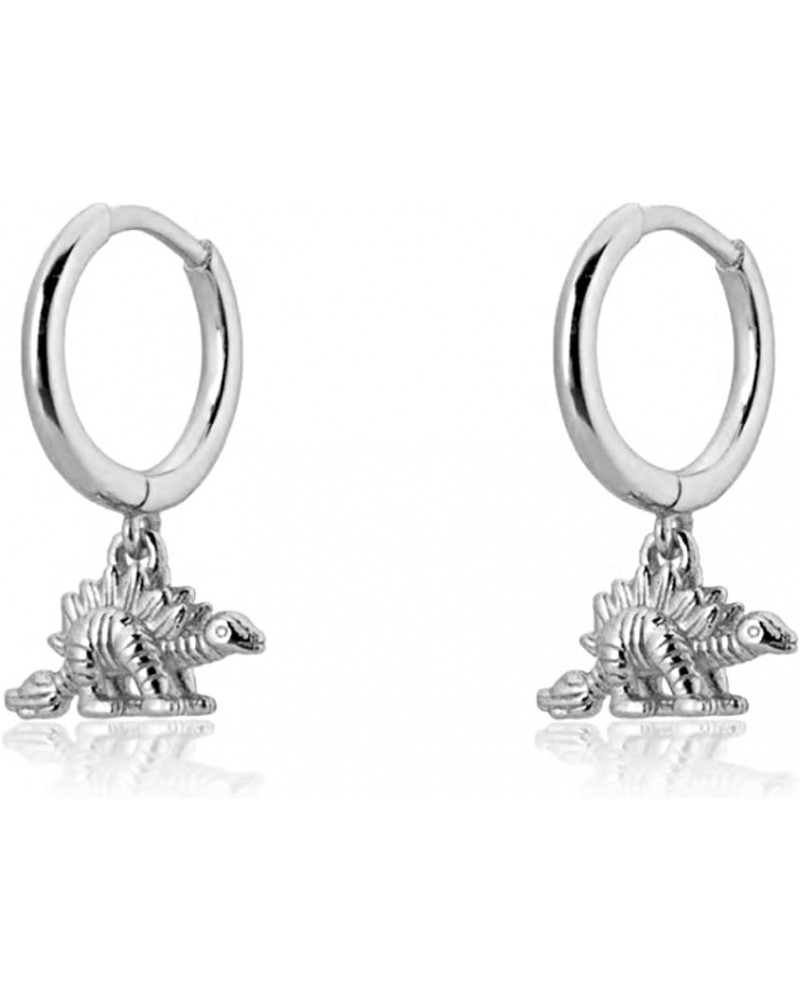 Dinosaur Small Hoop Earrings for Women Girls Silvery Hypoallergenic Cute Animal Charms Drop Dangling Huggie Hoops Fashion Bir...