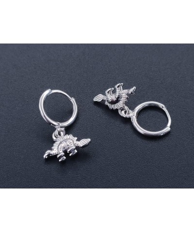 Dinosaur Small Hoop Earrings for Women Girls Silvery Hypoallergenic Cute Animal Charms Drop Dangling Huggie Hoops Fashion Bir...