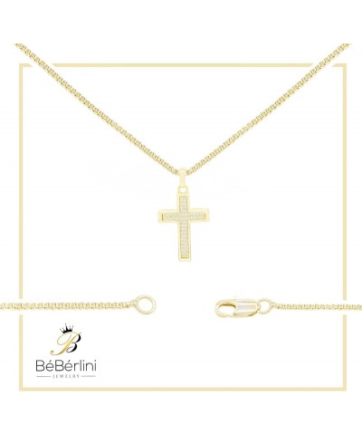 BEBERLINI Cross Charm Pendant 14K Gold Filled Rope Box Curb Chain Necklace Set Lobster Clasp Fashion Cubic Zirconia Jewelry G...