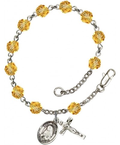 St. Madeline Sophie Barat Silver Plate Rosary Bracelet 6mm Fire Polished Beads - Every Birth Month Color November Yellow $37....