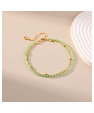 18k Gold Plated Anklet Ankle Bracelets for Women Green Beads $7.52 Anklets