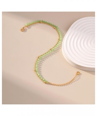 18k Gold Plated Anklet Ankle Bracelets for Women Green Beads $7.52 Anklets