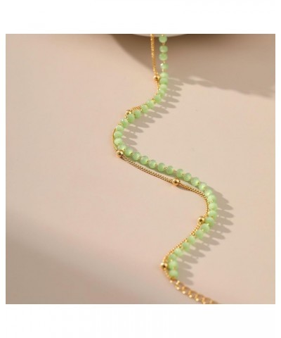 18k Gold Plated Anklet Ankle Bracelets for Women Green Beads $7.52 Anklets