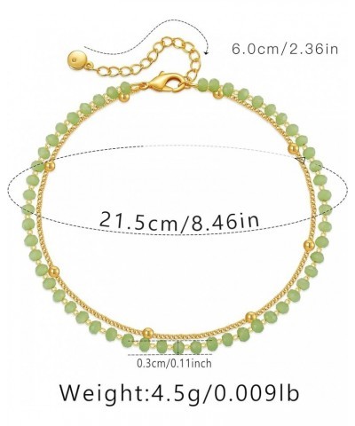 18k Gold Plated Anklet Ankle Bracelets for Women Green Beads $7.52 Anklets