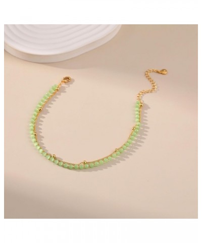 18k Gold Plated Anklet Ankle Bracelets for Women Green Beads $7.52 Anklets