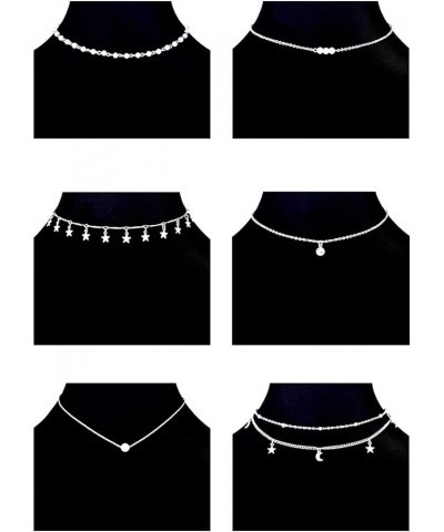 12pcs Chain Gold Bead Necklace Coin Moon Star Pearl Pendant Chain Choker Multilayer Necklace Leather Cord Set for Women Men A...