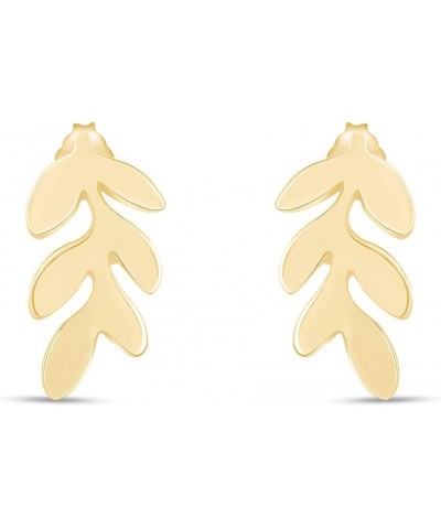 Minimalist Tiny Leaf Stud Earrings In Gold Over Sterling Silver yellow-gold-plated-silver $10.55 Earrings