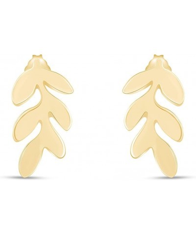 Minimalist Tiny Leaf Stud Earrings In Gold Over Sterling Silver yellow-gold-plated-silver $10.55 Earrings