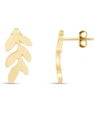 Minimalist Tiny Leaf Stud Earrings In Gold Over Sterling Silver yellow-gold-plated-silver $10.55 Earrings