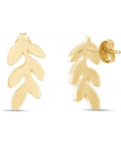 Minimalist Tiny Leaf Stud Earrings In Gold Over Sterling Silver yellow-gold-plated-silver $10.55 Earrings