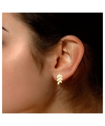 Minimalist Tiny Leaf Stud Earrings In Gold Over Sterling Silver yellow-gold-plated-silver $10.55 Earrings