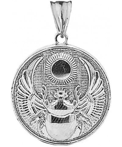 Fine Sterling Silver Ancient Egyptian Scarab Beetle and Sun Disc Charm Pendant Necklace $14.49 Necklaces