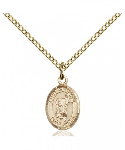 14KT Gold Filled Catholic Patron Saint Petite Charm Medal, 1/2 Inch Saint Stephanie $42.50 Pendants