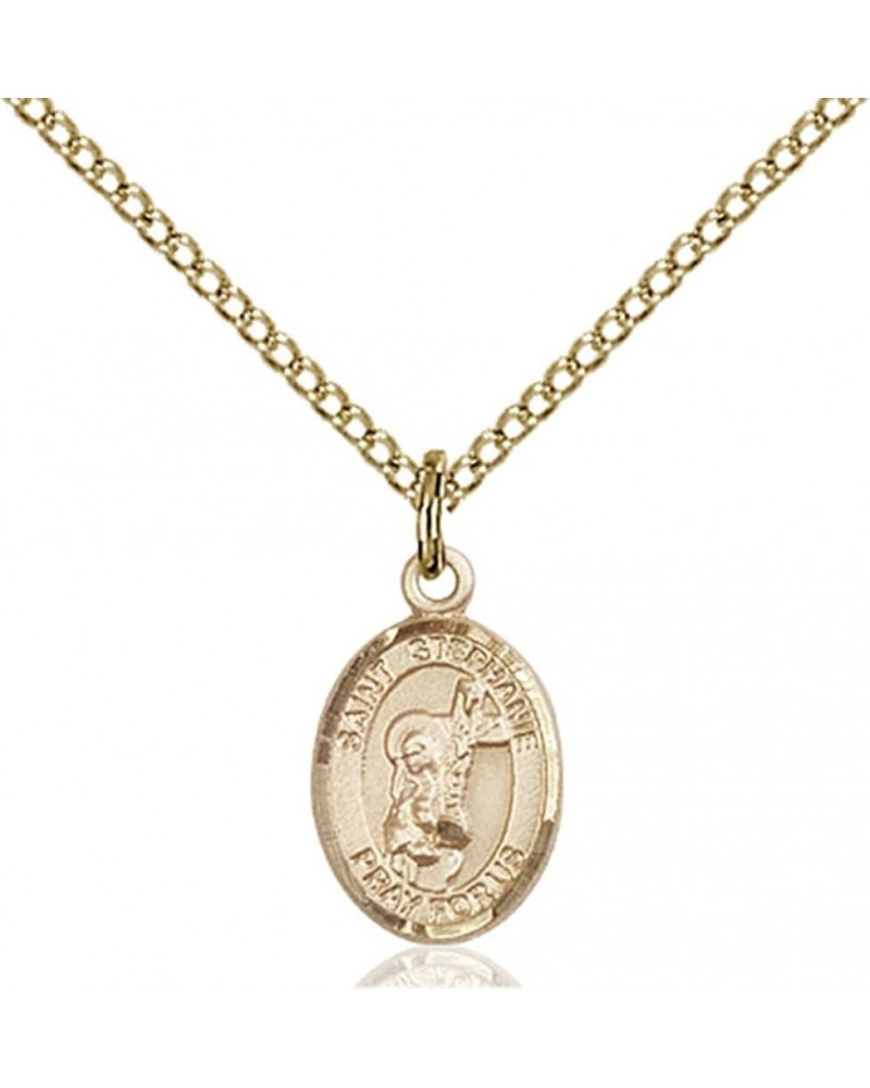 14KT Gold Filled Catholic Patron Saint Petite Charm Medal, 1/2 Inch Saint Stephanie $42.50 Pendants