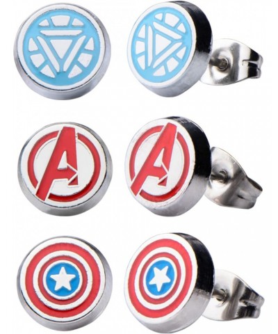 Officially Licensed Stainless Steel Women's Avenger Logo Pack Round Stud Hypoallergenic Earrings, Unisex $10.81 Earrings